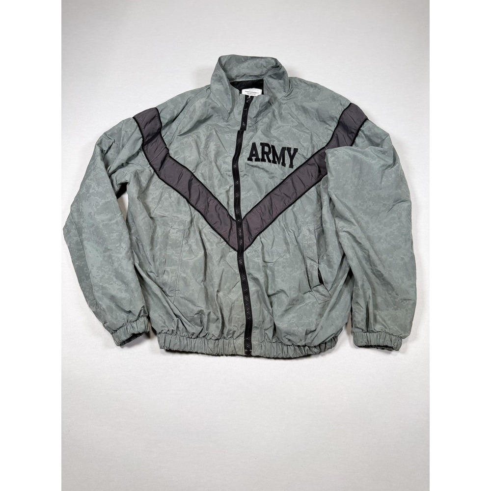 UNICOR IPFU‎ Jacket Mens Small Tall Gray Army Physical Fitness Windbreaker Camo